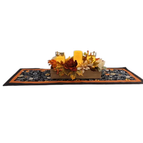 Fall Table Runner Pumpkins Maple Leaves Farmhouse Decorative Table Decoration