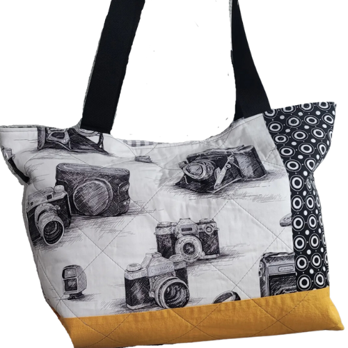 Photography Camera Vintage Classic Patent Drawing Print Tote Bag - Quilted