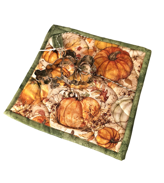 Fall Pot Holder with cookie cutters-pumpkins